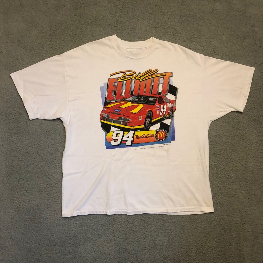 Vtg 1995 Bill Elliott McDonalds Racing T-Shirt 2XL NASCAR Ford USA Single Stitch